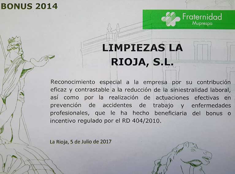 Premio fraternidad Muprespa por Reducción de siniestralidad